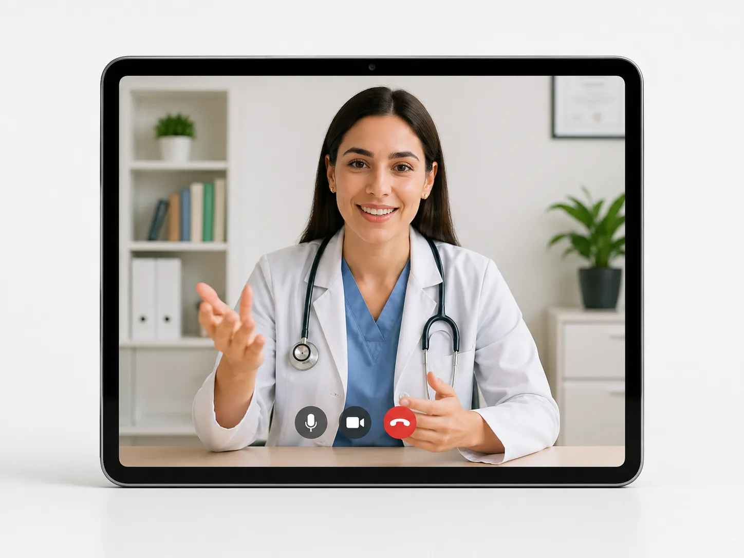 M&eacute;dica de DoctorSky en una consulta por videollamada